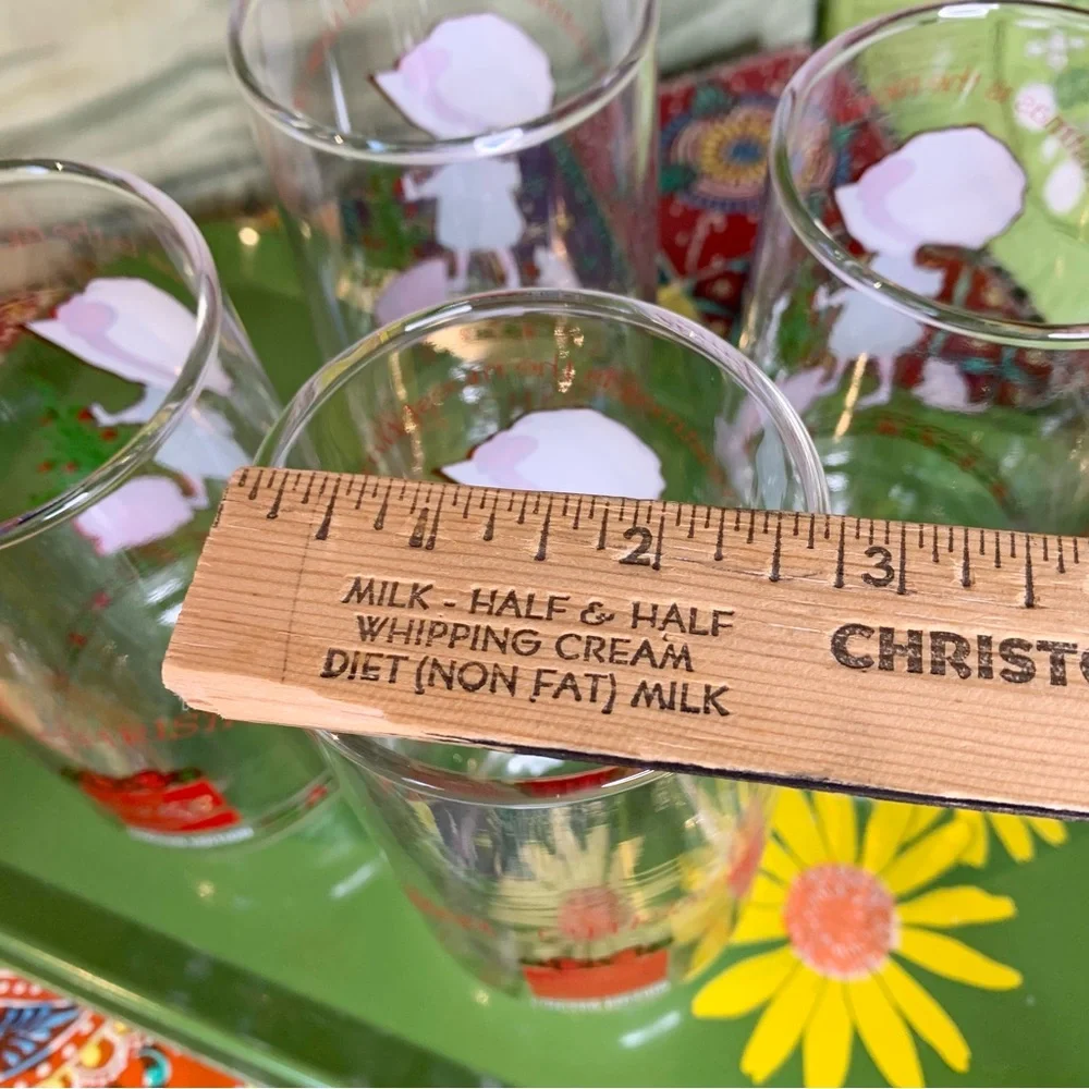 70s Holly Hobbie Christmas Glasses set of 4
